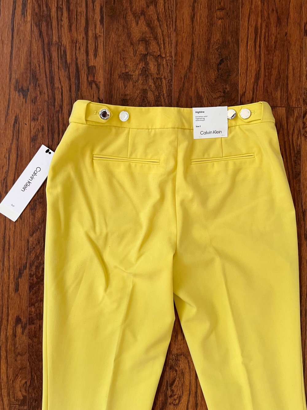 CALVIN KLEIN BRIGHT YELLOW TAILORED PANTS | SLIM ANKLE TROUSERS | SIZE 2 | NWT - Picture 12 of 12